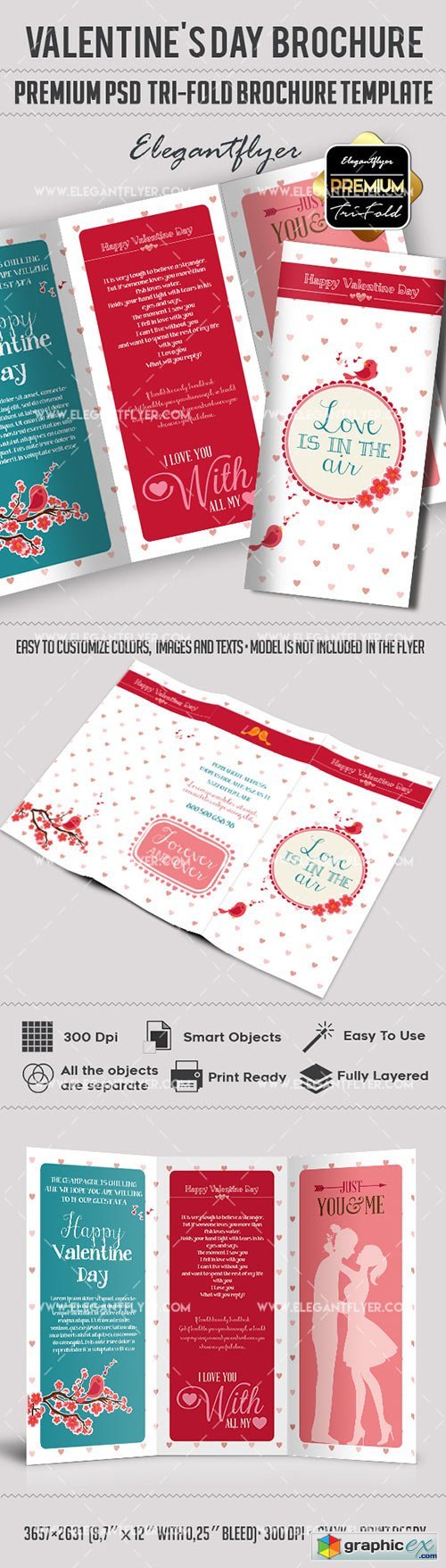 Valentines Day- Premium Tri-Fold PSD Brochure Template
