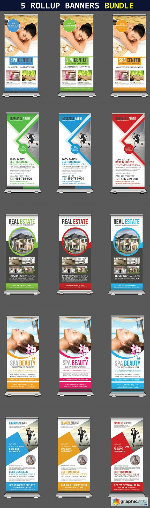 5 Multipurpose Rollup Banners Bundle