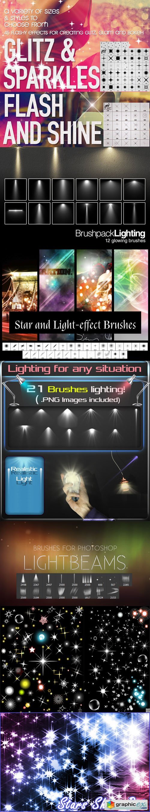 Stars & Flashy Lighting Brushes Pack for Photoshop