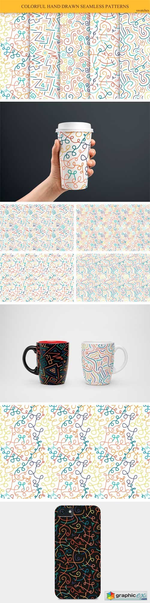 Hand Drawn Seamless Color Patterns