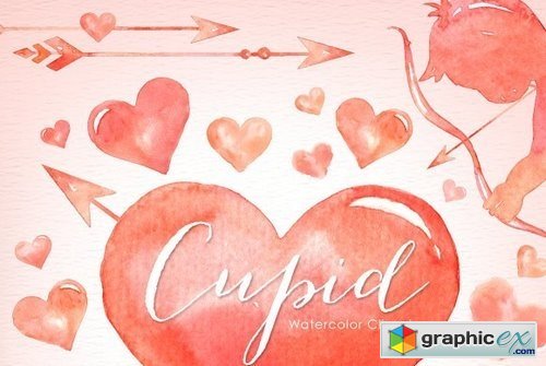 Cupid Valentine&#039;s Watercolor Clipart