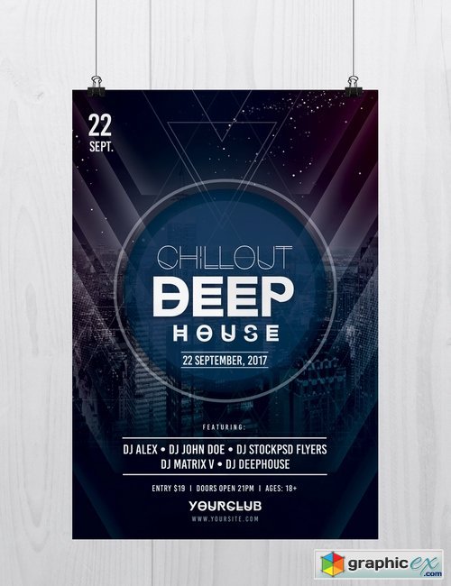 Chillout Deep House PSD Flyer Template
