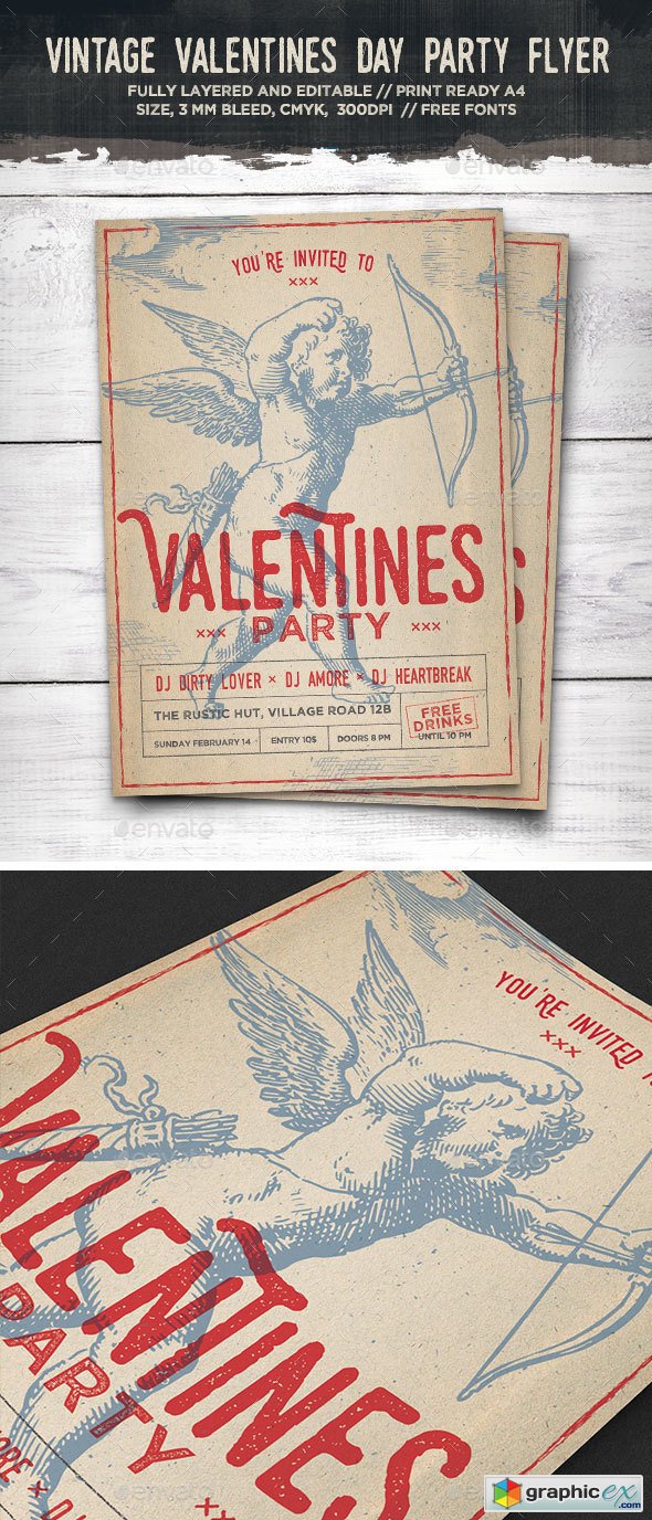 Vintage Cupid Valentines Day Flyer