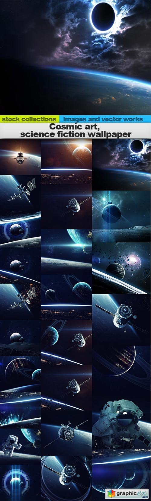 Cosmic art, science fiction wallpaper, 25 x UHQ JPEG