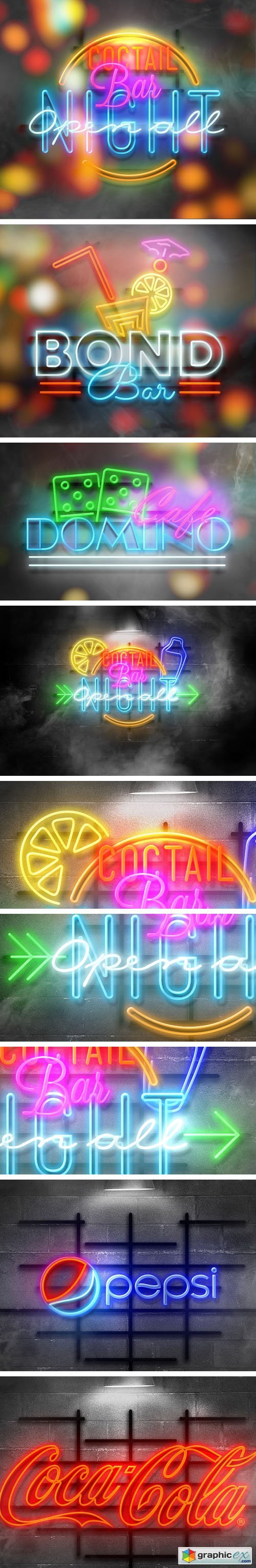 Neon Text PSD Mockup Template