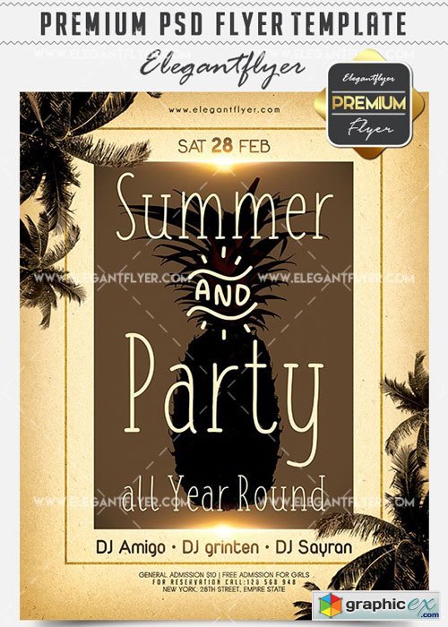 Summer & Party all Year Round Flyer PSD V13 Template + Facebook Cover