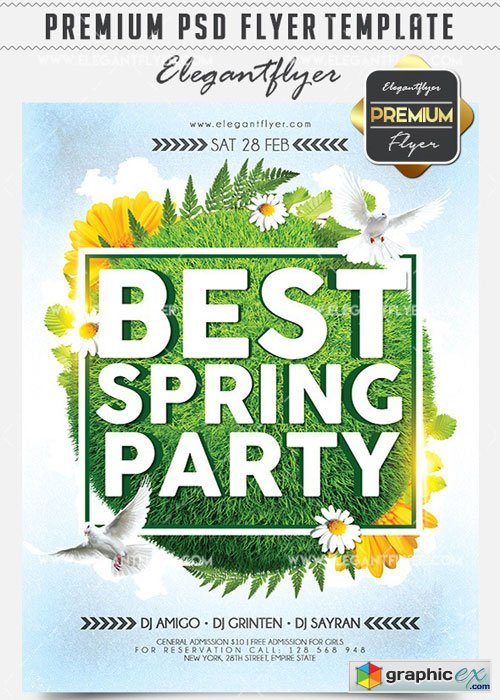 Best Spring Party Flyer PSD V11 Template + Facebook Cover