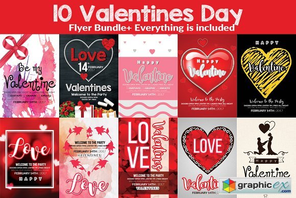 10 Valentines Party Flyer Bundle