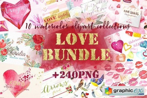 Love Watercolor Bundle Valentine