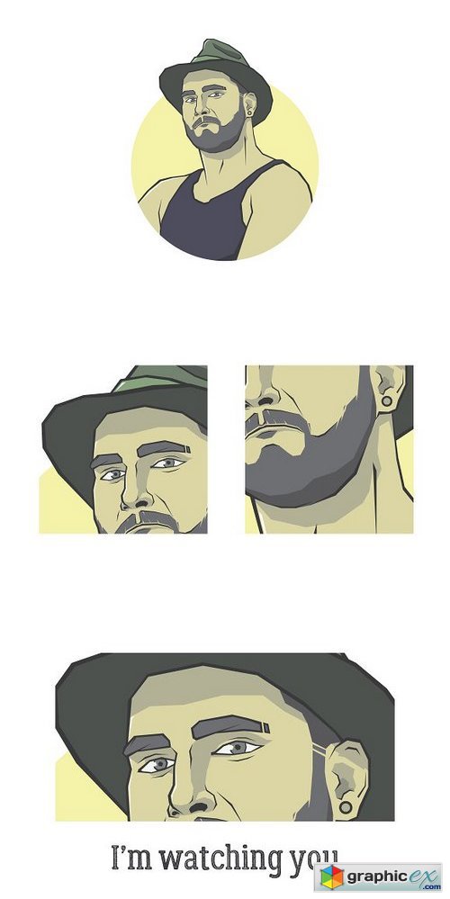 Bearded Man Vector Portrait