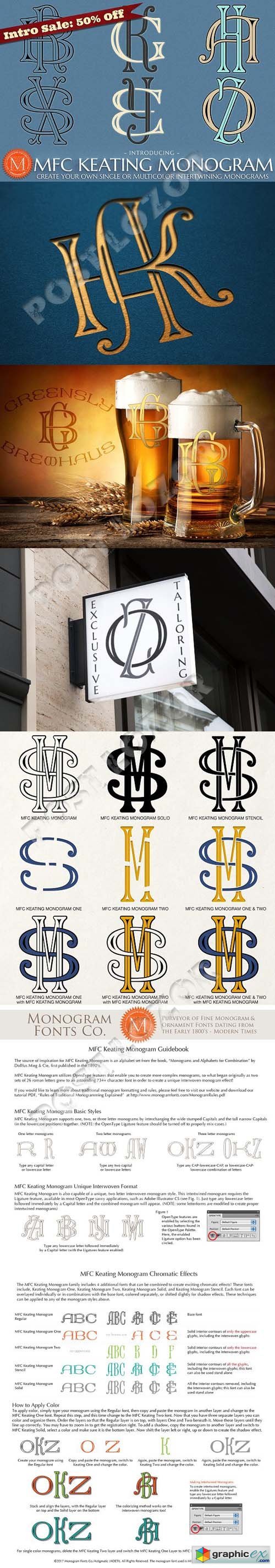 MFC Keating Monogram Fonts Display