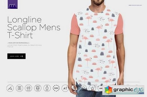 Longline Scallop Men T-Shirt Mock-Up » Free Download Vector Stock Image  Photoshop Icon