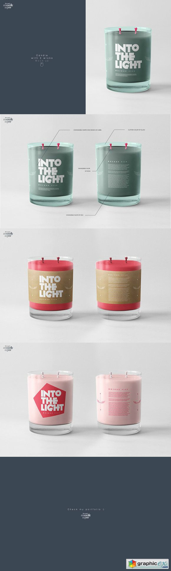Candle with 2 wicks Mockup