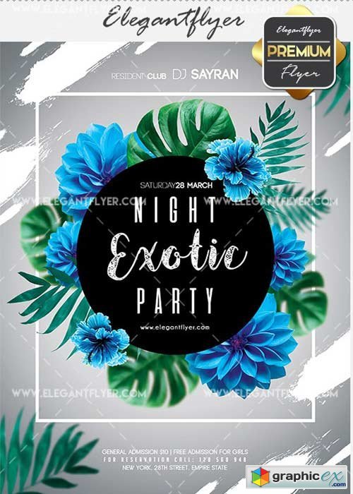 Night Exotic Party V8 Flyer PSD Template + Facebook Cover