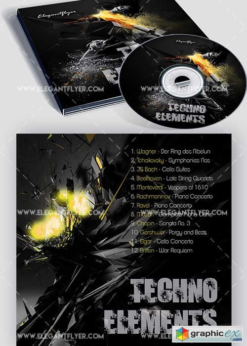 Techno Elements V1 Premium CD Cover PSD Template
