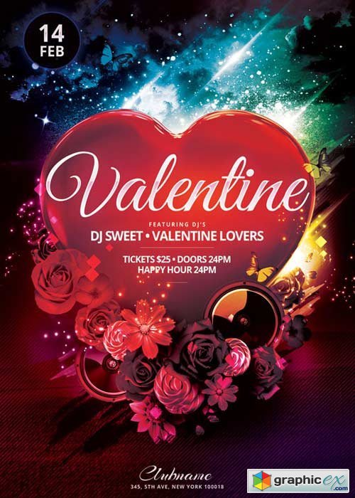 Valentines Party Flyer V45 Template