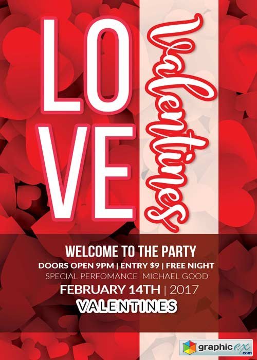 Valentines Party Flyer V42 Template