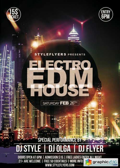 EDM Electro House V8 PSD Flyer Template
