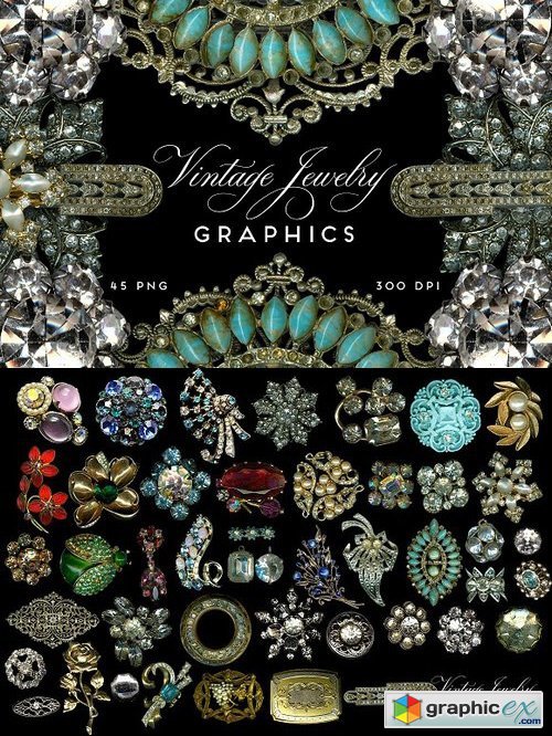 Vintage Jewelry Rhinestone Graphics