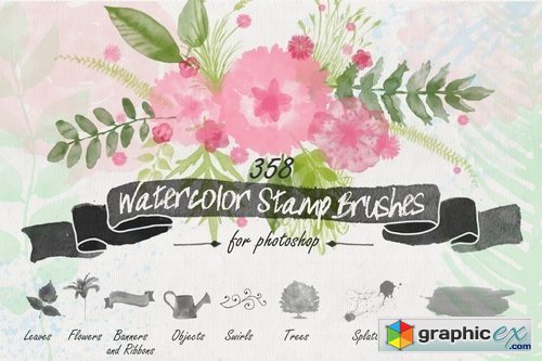 Floral Watercolor PS Stamp Brushes