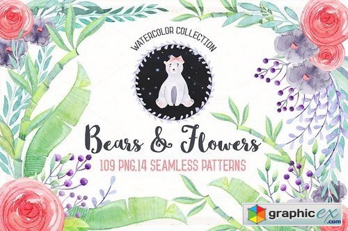 Watercolor Birthday & Cute Bears