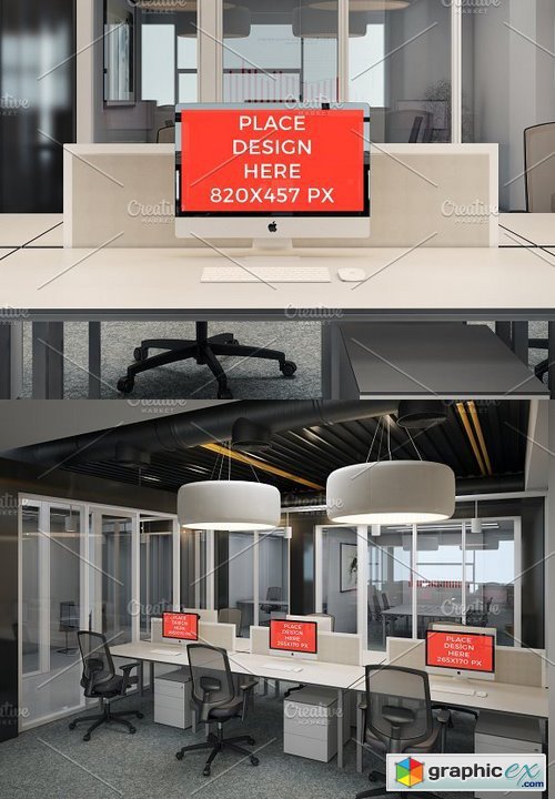 Realistic Screen Mock-up In Office