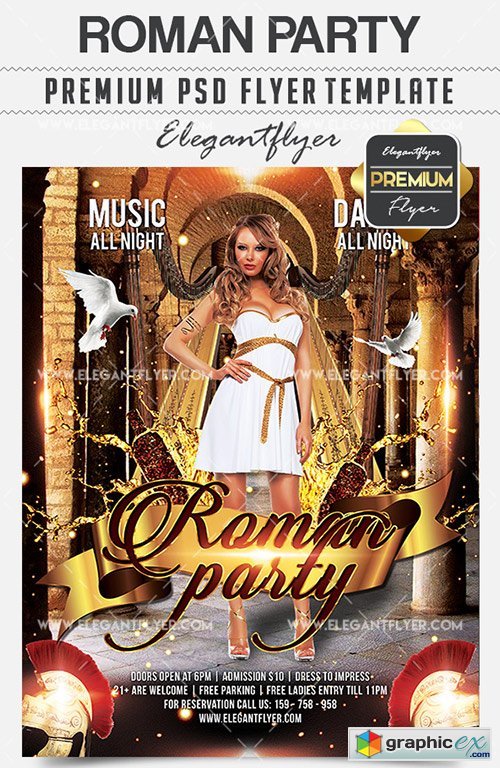 Roman Party  Flyer PSD Template + Facebook Cover