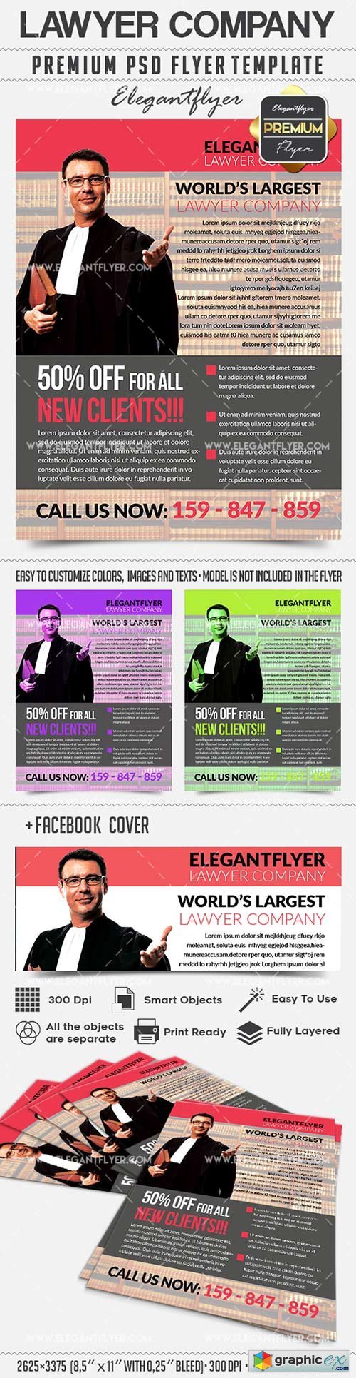 Lawyer Company  Flyer PSD Template + Facebook Cover