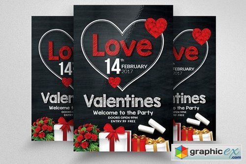 Chalkboard Valentines Party Flyer