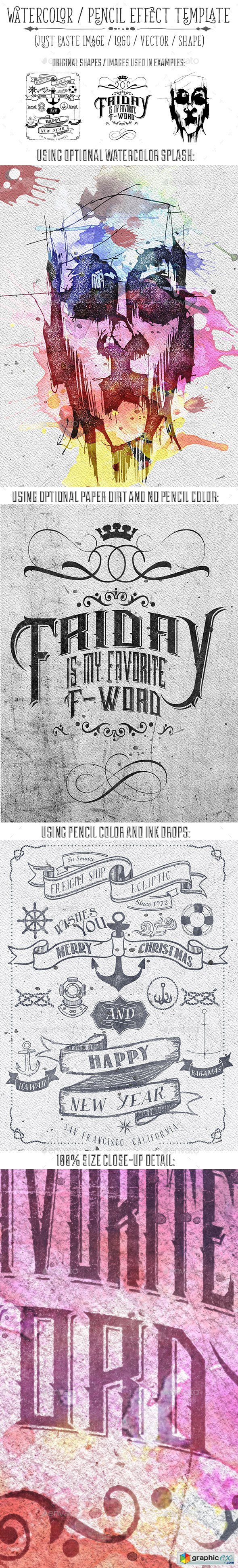 Watercolor Or Pencil Press Style Text Logo Image Treatment