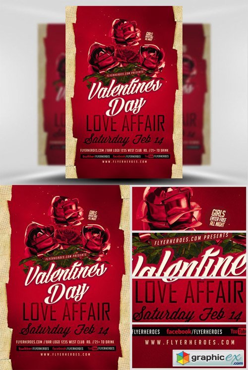 Valentines Day Love Affair Flyer Template