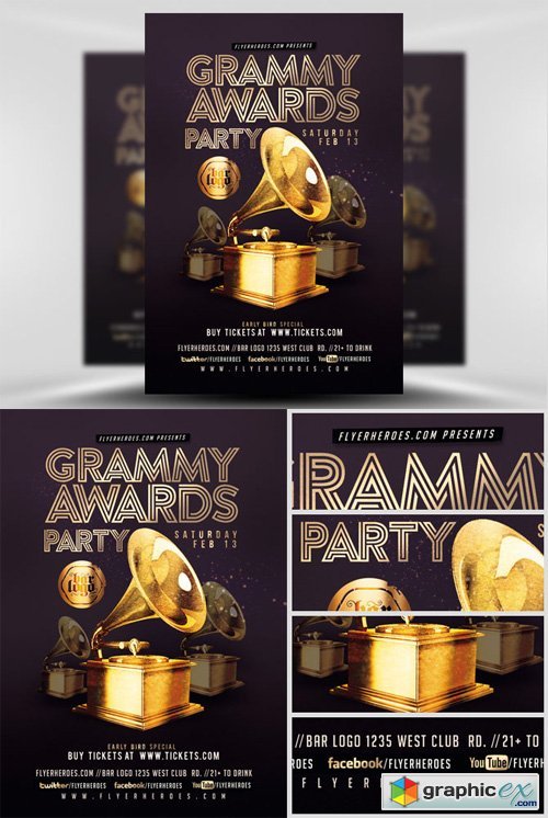 Grammy Awards Party Flyer Template