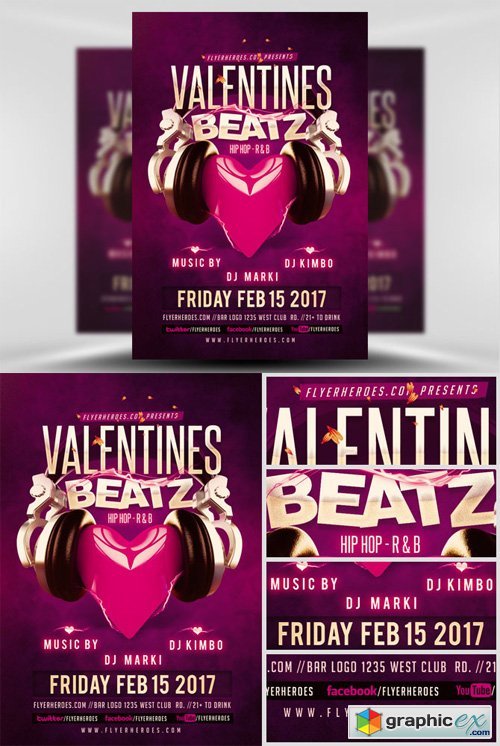 Valentines Beatz Flyer Template