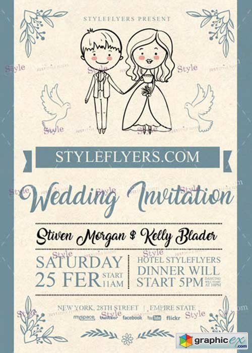 Wedding Invitation V10 PSD Flyer Template