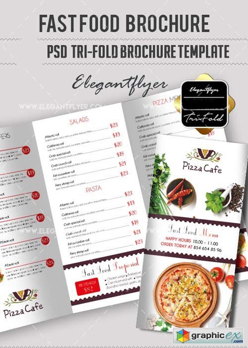 Fast Food V5 PSD Tri-Fold PSD Brochure Template