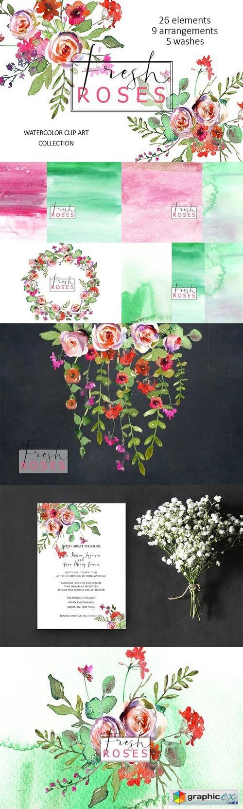 Spring Watercolor Florals Clipart