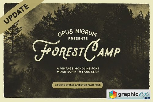 Forest Camp Font + Free Vector Pack