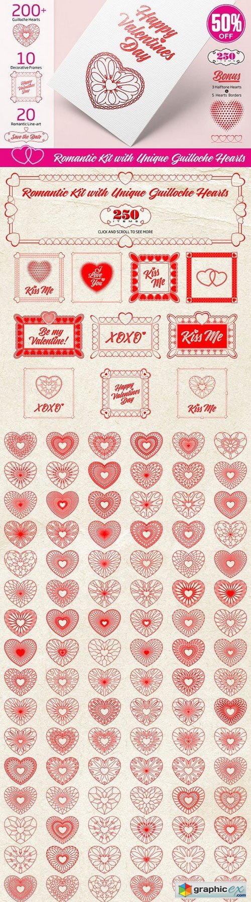 Romantic Kit with Guilloche Hearts