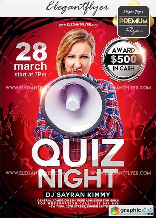 Quiz Night V7 Flyer PSD Template + Facebook Cover