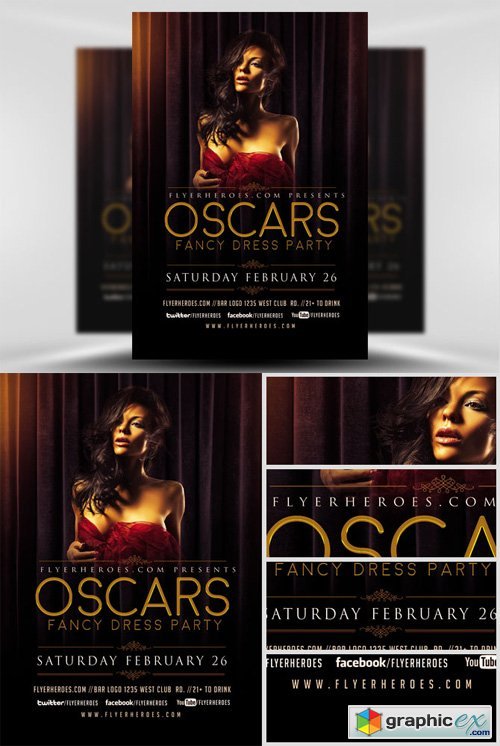 Oscars Fancy Dress Party Flyer Template