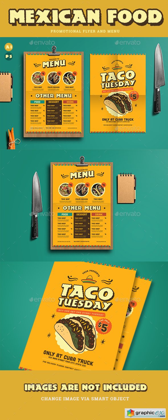 Mexican Food Menu+ Promotional Flyer