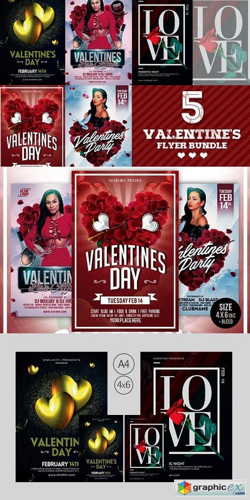 5 in 1 Valentines Day Flyer Bundle