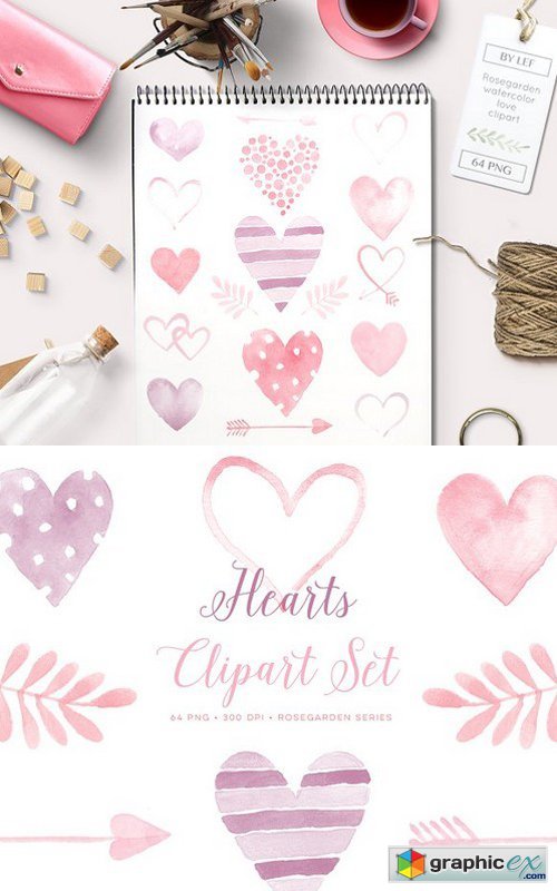 Heart Watercolor Graphics 64 PNG