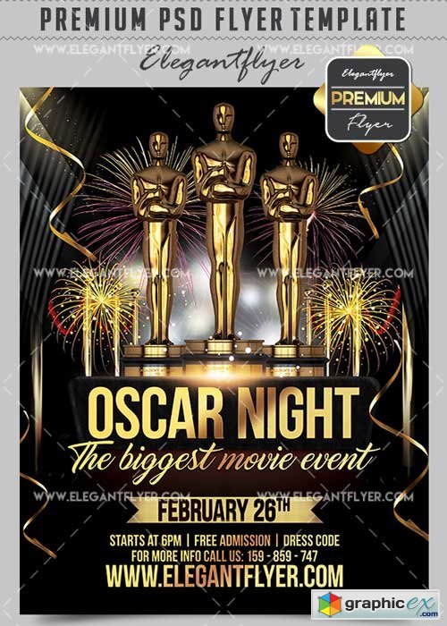 Oscar Night Flyer PSD V14 Template + Facebook Cover