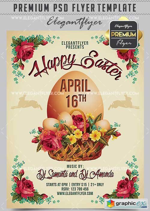 Happy Easter Flyer PSD V11 Template + Facebook Cover