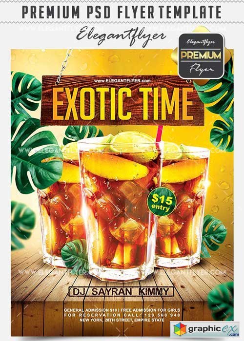 Exotic Time Flyer PSD V12 Template + Facebook Cover