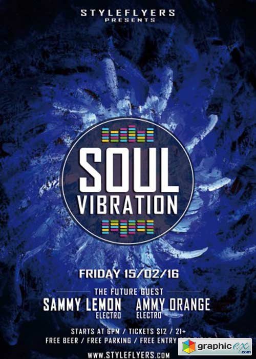 Soul Vibration Party V6 PSD Flyer Template with Facebook Cover
