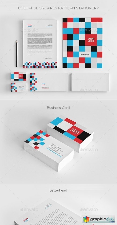Colorful Squares Pattern Stationery 19262449