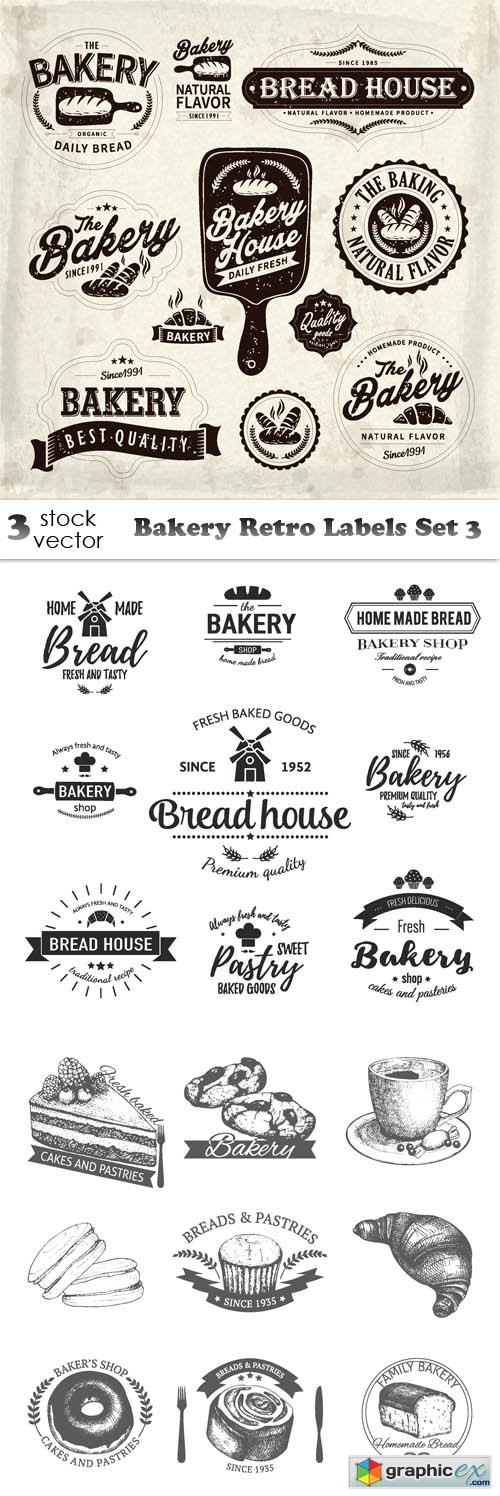 Bakery Retro Labels Set 3