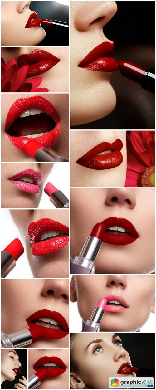 Professional fashion makeup, dark red lipstick 13X JPEG